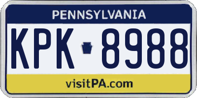 PA license plate KPK8988