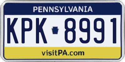 PA license plate KPK8991