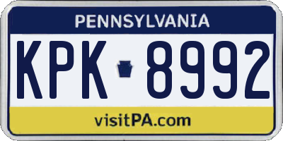 PA license plate KPK8992