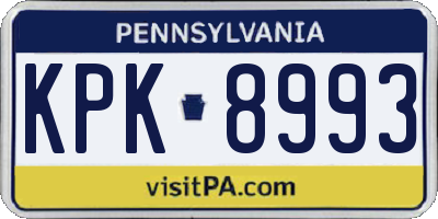 PA license plate KPK8993