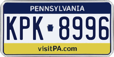 PA license plate KPK8996