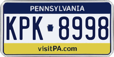 PA license plate KPK8998