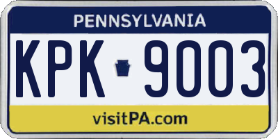 PA license plate KPK9003