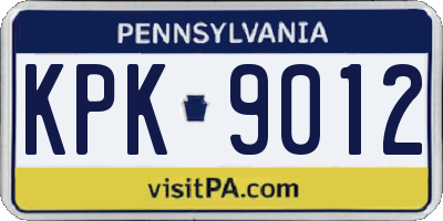 PA license plate KPK9012