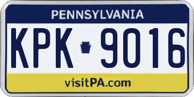 PA license plate KPK9016