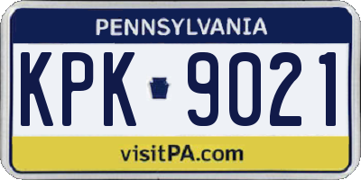 PA license plate KPK9021