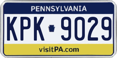 PA license plate KPK9029