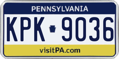 PA license plate KPK9036