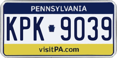 PA license plate KPK9039