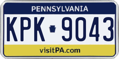 PA license plate KPK9043