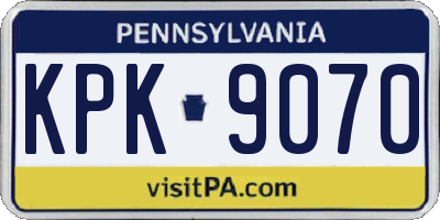 PA license plate KPK9070