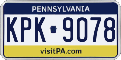 PA license plate KPK9078