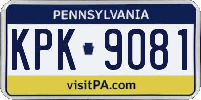 PA license plate KPK9081