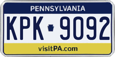 PA license plate KPK9092