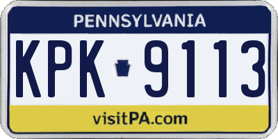 PA license plate KPK9113