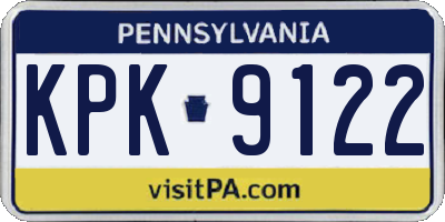 PA license plate KPK9122