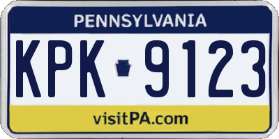 PA license plate KPK9123