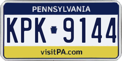 PA license plate KPK9144