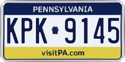 PA license plate KPK9145