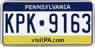 PA license plate KPK9163