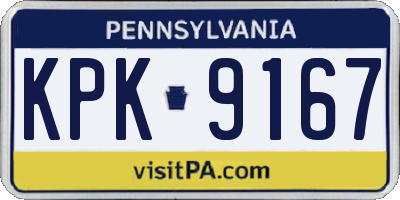 PA license plate KPK9167