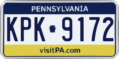 PA license plate KPK9172