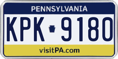 PA license plate KPK9180