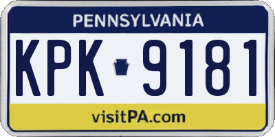 PA license plate KPK9181