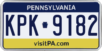 PA license plate KPK9182