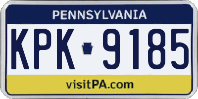 PA license plate KPK9185