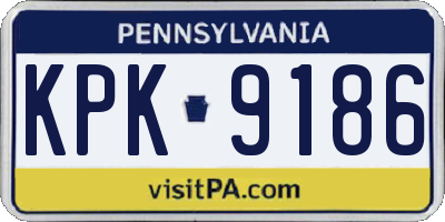 PA license plate KPK9186