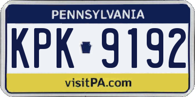 PA license plate KPK9192