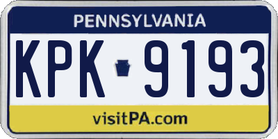 PA license plate KPK9193