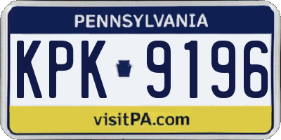 PA license plate KPK9196