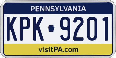 PA license plate KPK9201