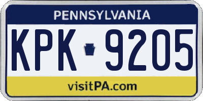 PA license plate KPK9205