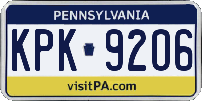 PA license plate KPK9206