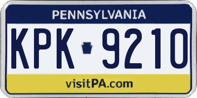PA license plate KPK9210