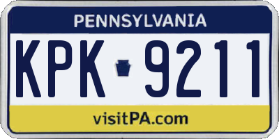 PA license plate KPK9211