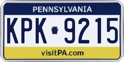 PA license plate KPK9215
