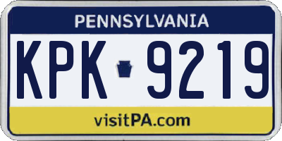 PA license plate KPK9219