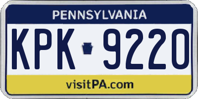 PA license plate KPK9220