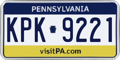 PA license plate KPK9221