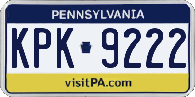 PA license plate KPK9222
