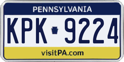 PA license plate KPK9224