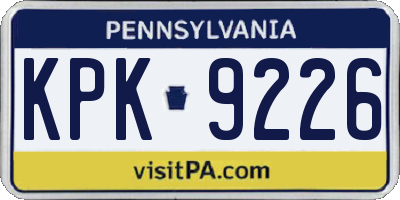 PA license plate KPK9226