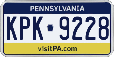 PA license plate KPK9228