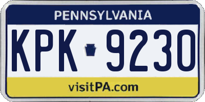 PA license plate KPK9230