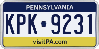 PA license plate KPK9231