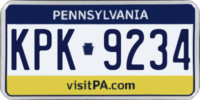 PA license plate KPK9234